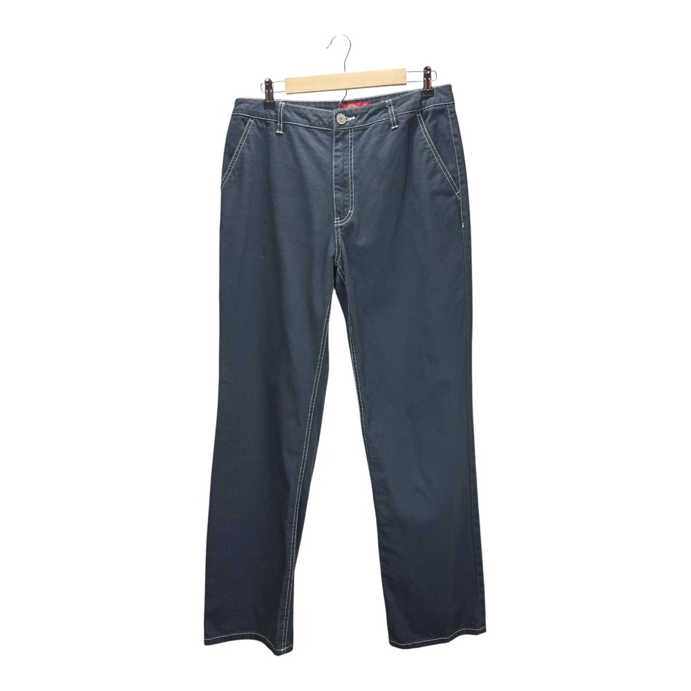 Dickies Women Work Pants Navy White Stitch Size 11 /‎ 30 Relaxed Fit 100% Cotton